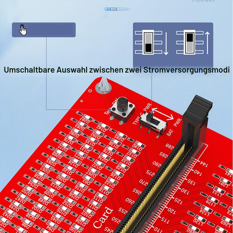 RAM Memory Tester Card, 4-in-1 DDR3 DDR4 DDR5 Server DDR5 Tester with LED Indicator and Dual Power Supply for Testing Desktop Computer Memory Hardware