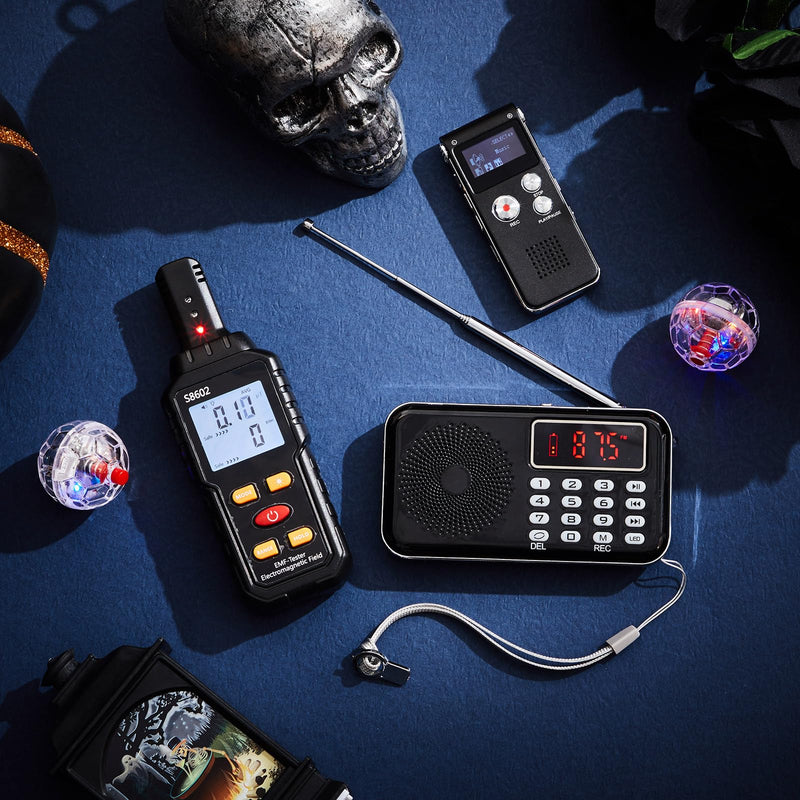 [Australia - AusPower] - Dunzy 5 Pcs Ghost Hunting Equipment Kit Ghost Hunting Box with 1 Emf Meter 2 LED Balls and 1 Digital Voice Recorder Paranormal Equipment Emf Meter Detector for Home Outdoor 
