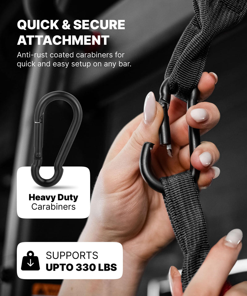 [Australia - AusPower] - DMoose Fitness Hanging Ab Straps for Pull Up Bar & Core Strength Training - Soft Padded Exercise Straps for Ab Swing & Leg Raises, Hang Bar Strap with 2 Steel Carabiners - Abs Equipment for Home & Gym Black 