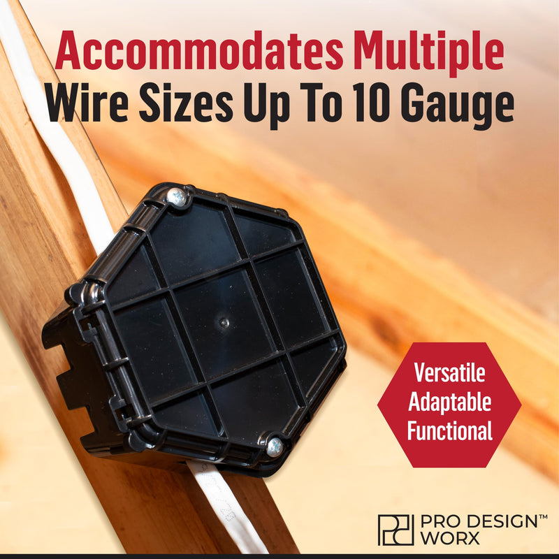 Open Splice Junction Box 5-Pack | UL 514C | One-Piece Polycarbonate Box, Code-Approved, Durable DIY Electrical Splice Enclosure in Black | Fast Installation for Safe Wiring Connections 5 Pack