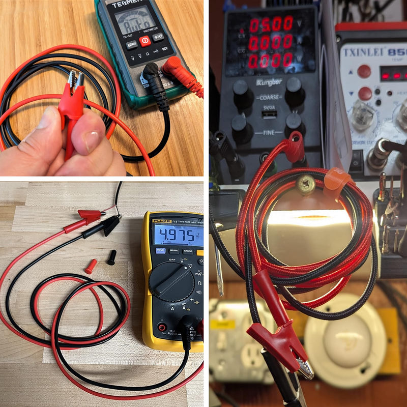 [Australia - AusPower] - 4PCS Multimeter Test Leads Right Angle Banana Plug to Alligator Clip Heavy Duty Silicone Wire for Electrical Testing 3 Feet/1m 2PCS 