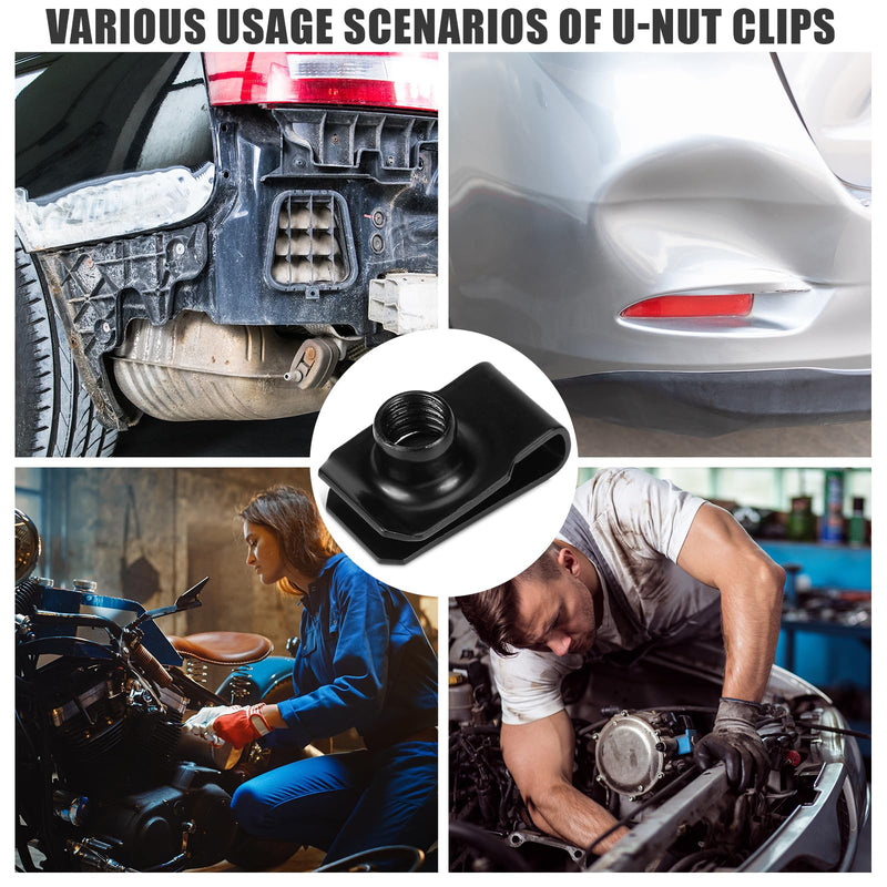 [Australia - AusPower] - 25 Pcs Extruded U Type Nuts Bumper Fender U Style Clip on Nut Extruded U Style Nuts Spring Nuts Black U Style Fasteners for Automotive Metal Fender Grill Retainer Clips(M8) M8 
