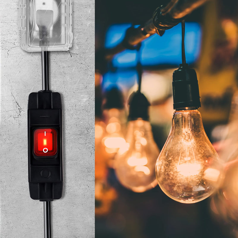 [Australia - AusPower] - Outdoor Waterproof On/Off Switch Extension Cord, Heavy Duty 125v/250v Black SJTW Cord (1.5 Ft, Black) 1.5 Ft 