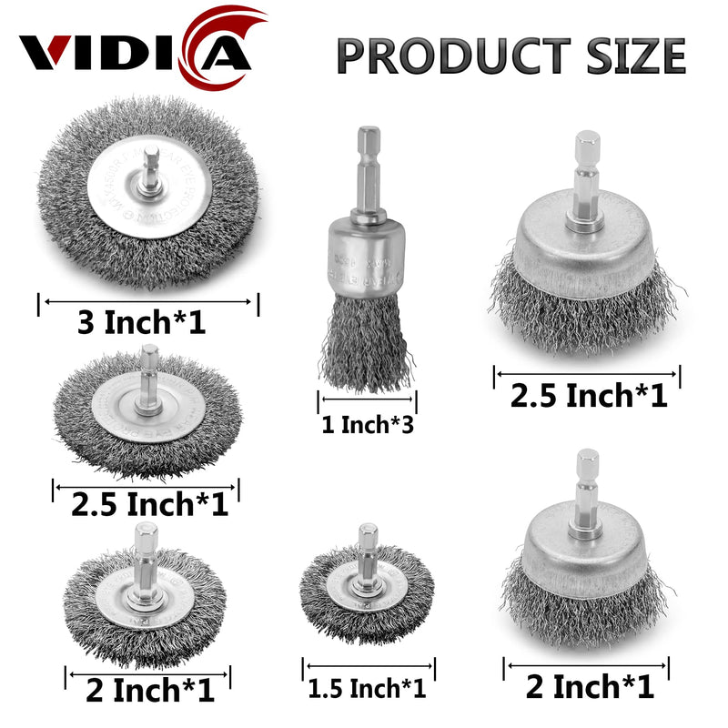 [Australia - AusPower] - Wire Brush for Drill Set 9Pcs,Abrasive Wire Wheel for 1/4 Inch Hex Shank, Wire Cup Brush for Drill, Coarse Crimped Carbon Steel Wire Brush Set for Removing Paint and Rust 9 PCS 