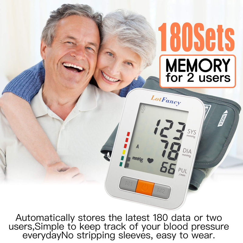 [Australia - AusPower] - LotFancy Blood Pressure Monitor for Home Use, Digital Sphygmomanometer, 180-Readings Upper Arm Medium Cuff (9-13") 