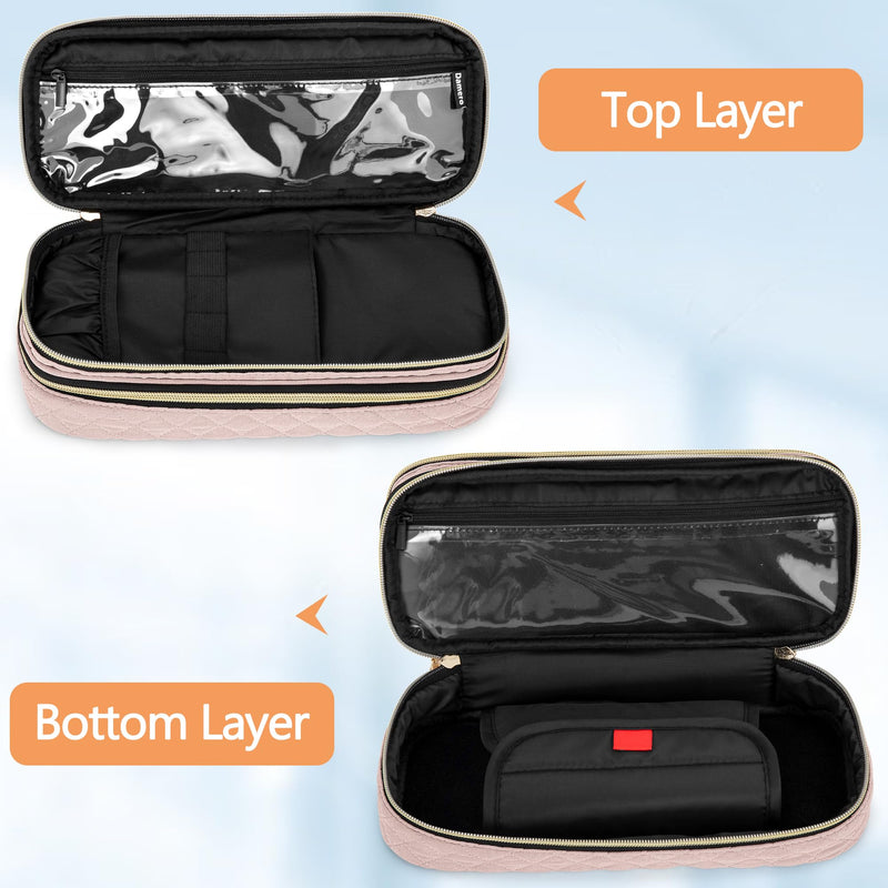 [Australia - AusPower] - Damero Double Layer Stethoscope Case Compatible with 3M Littmann/ADC/Omron Stethoscope, Stethoscope Carrying Case Travel Bag for Nurse Accessories, Misty Rose 