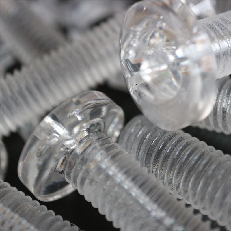 [Australia - AusPower] - Pack of 20 Transparent Clear Plastic, Pan Head, M10 x 40mm Nuts & Bolts -Acrylic Plastic Screws, (25/64 x 1 37/64 in) 