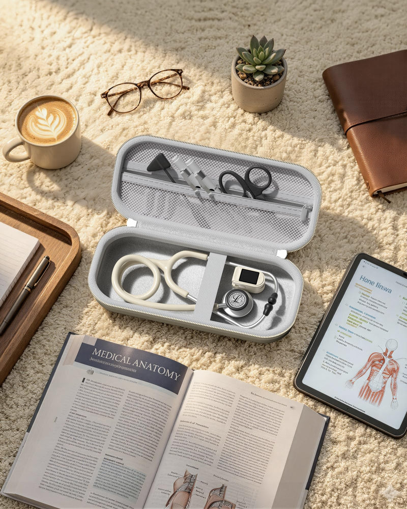 ProCase Stethoscope Bag for Medi-Inn/3M Littmann/MDF/SCIAN, Stethoscope Case Suitable for 3M Littmann Classic III Stethoscope, Medical Storage Bag for Nursing School Equipment, Beige | Stethoscope Case for Littmann Classic III, Safe Protection for Stet...