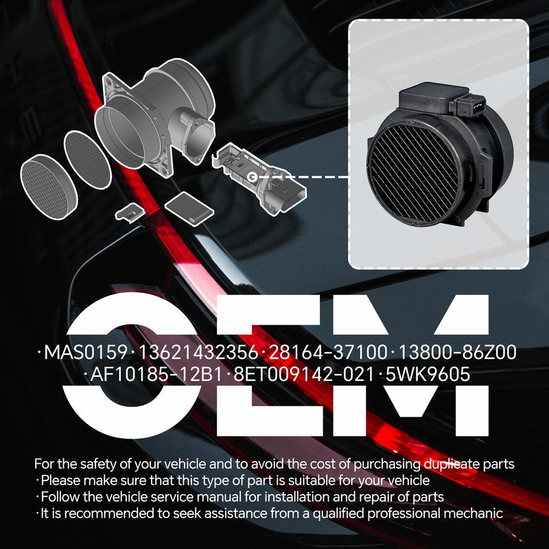 Mass Air Flow Sensor 13621432356 MAF Compatible with BMW 323Ci/323i, 325Ci/325i/325xi, 328Ci/328i, 525i, 528i, Z3, Hyundai Sonata, Suzuki Verona, Replaces 28164-37100
