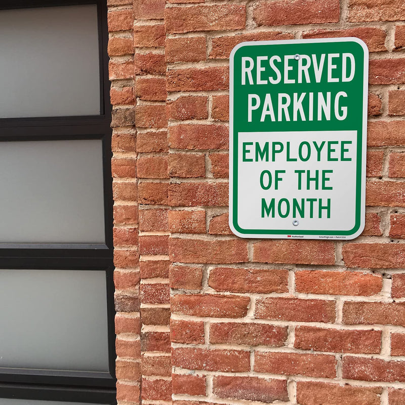 SmartSign - K-5499-EG-12x18 Reserved Parking - Employee of the Month Sign by | 12" x 18" 3M Engineer Grade Reflective Aluminum Green on White