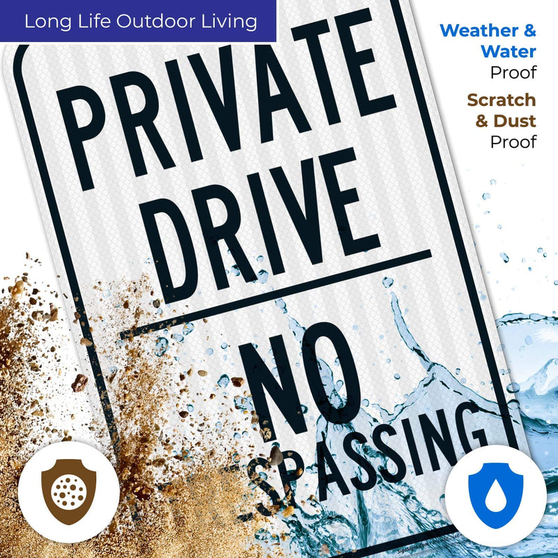 No Trespassing Sign, Private Drive Sign, 12x18 Inches, 3M EGP Reflective .063 Aluminum, Fade Resistant, Made in USA 12x18 Reflective