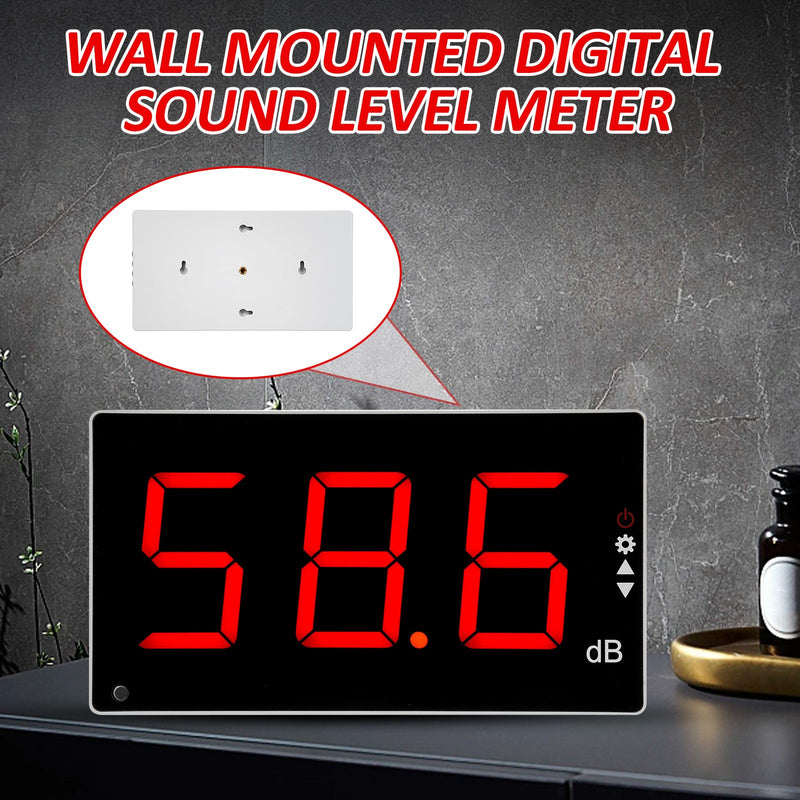 [Australia - AusPower] - Sound Level Meter with Large LCD Screen Wall Mounted Digital Noise Meter Decibel Monitoring Tester Noise Volume Measuring Instrument 30-130dB Measuring Range with Sound Alarm 
