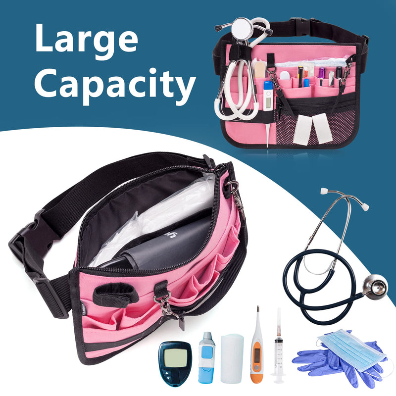 [Australia - AusPower] - Damero Nurse Fanny Pack, Nurse Waist Bag with Tape Holder, Nurse Tool Belt for Stethoscopes, Bandage Scissors and Other Medical Supplies, Pink 