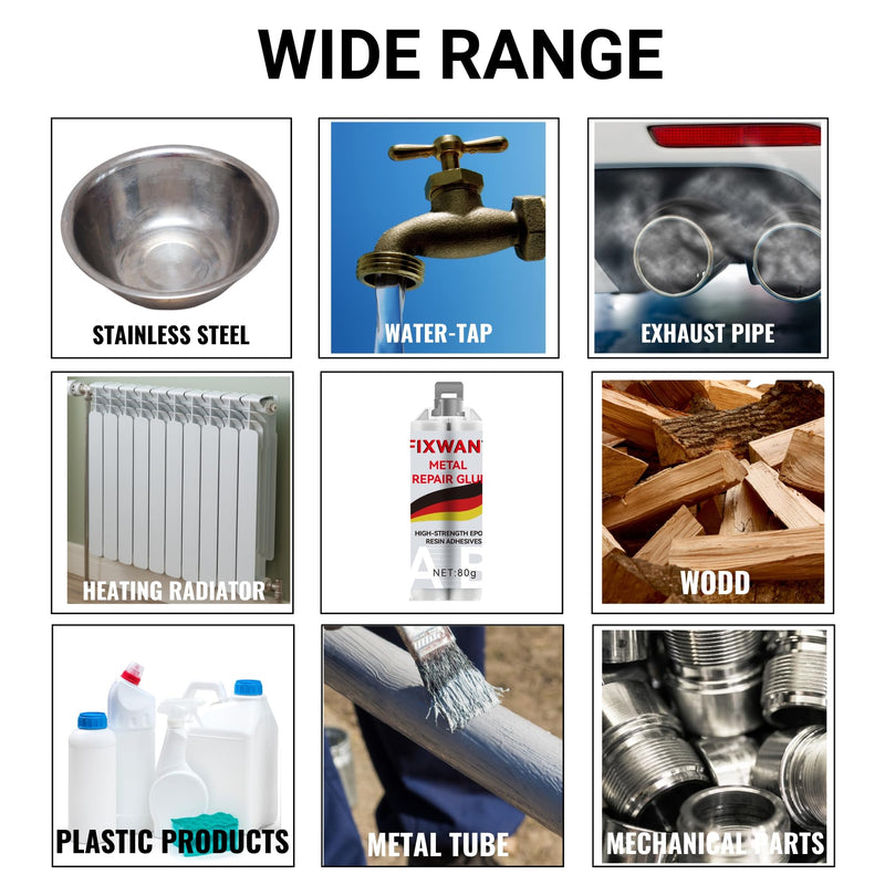[Australia - AusPower] - Metal Repair Glue, High-Strength Epoxy Resin Adhesives, High-Temperature Heat Resistant for Metal, Plastics and Ceramics, Heavy Duty for Welding Steel, Aluminum, DIY Craft 2 Pack 80 Grams 