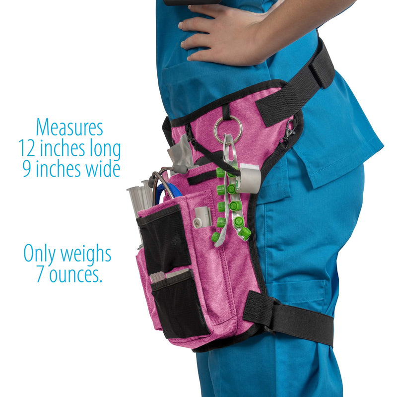 Nursing Tools Nurse Waist Bag Organizer with Elastic Leg Band – Multi Pocket Nursing Pack for Stethoscope, Tape & Scissors – Medical Storage for Students & Professionals (Precision Pink) Hibiscus Pink