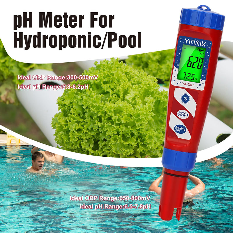 [Australia - AusPower] - Hydrogen Water Tester, pH Tester, Digital pH Meter for Hydrogenated Water,H2 Meter(PPB/PPM), ORP Meter Hydrogen Water Bottle Test, pH ORP Meter for hydroponics/Swimming Pool 