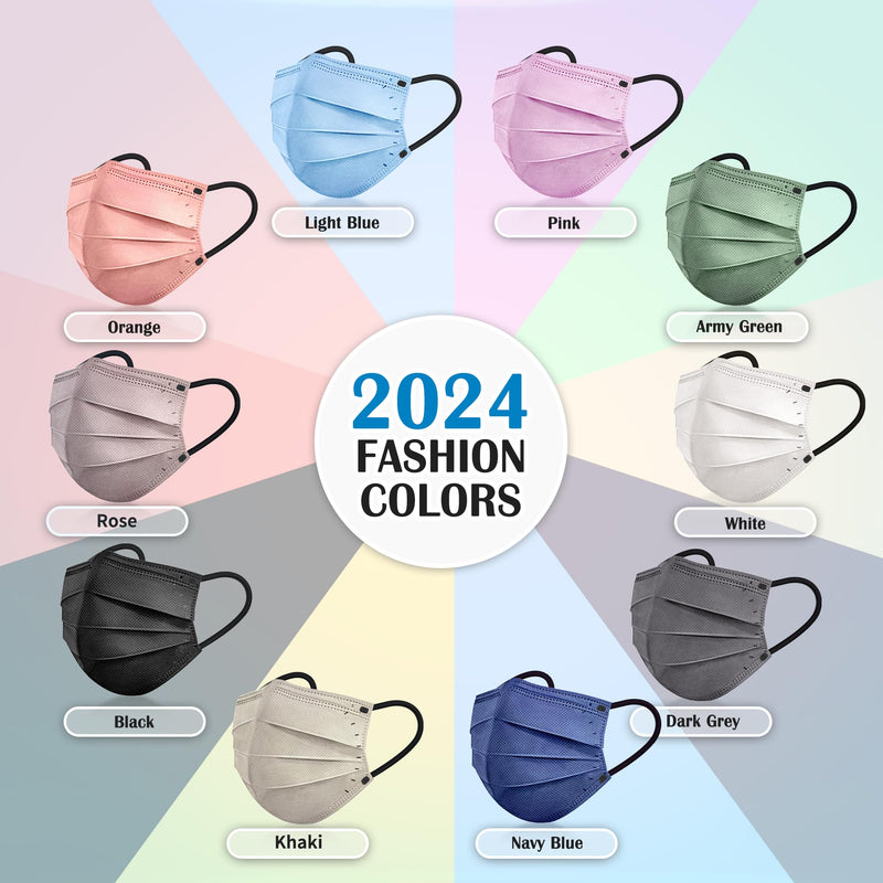 [Australia - AusPower] - Disposable Face Mask For Adults - 100 Pack Individually Wrapped,4 Ply Protection Face Masks,Colorful Face Masks Disposable Colorful 