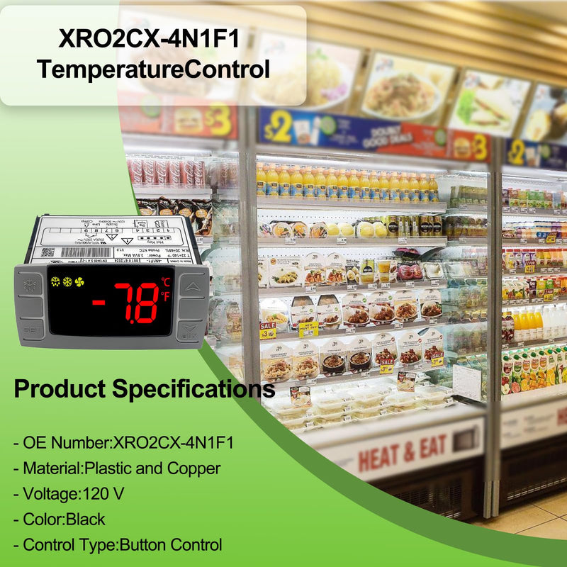 [Australia - AusPower] - Temperature Controller XR02CX-4N1F1 for Dixell, Programmable Digital Thermostat Fit for Commercial Refrigerators/Freezer 120V 50-60Hz with Sensor Probe (XR02CX-4N1F1) 