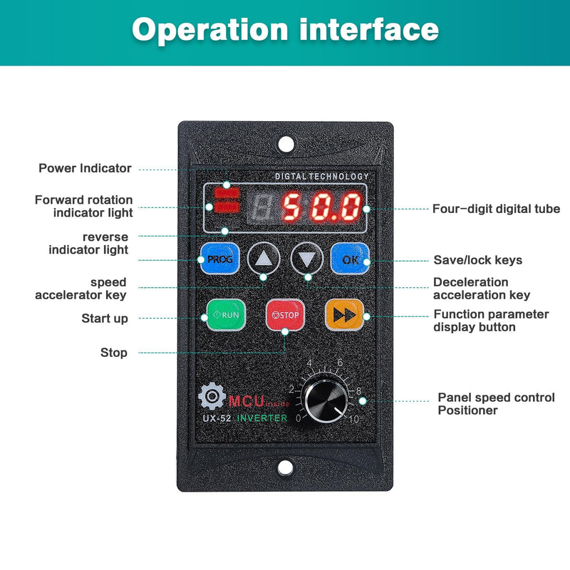 [Australia - AusPower] - DEWIN Frequency Converter, VFD Frequency Converter 230 V 1 Phase Input 3 Phase Output VFD Speed Controller for Motor Speed Control 1100 W AC 220 V AC220V 1100W 