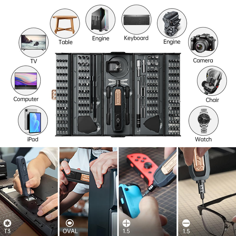 Mini Precision Manual Screwdriver Set,JAKEMY 180 in 1 Laptop Screwdriver Repair Tool Kit,Magnetic Multi-Bit Tiny Manual Screwdriver Bit Kit for DIY,Computer,PS5,Xbox,RC Car,Jewelers,Glasses,Watch,Home Jm-168