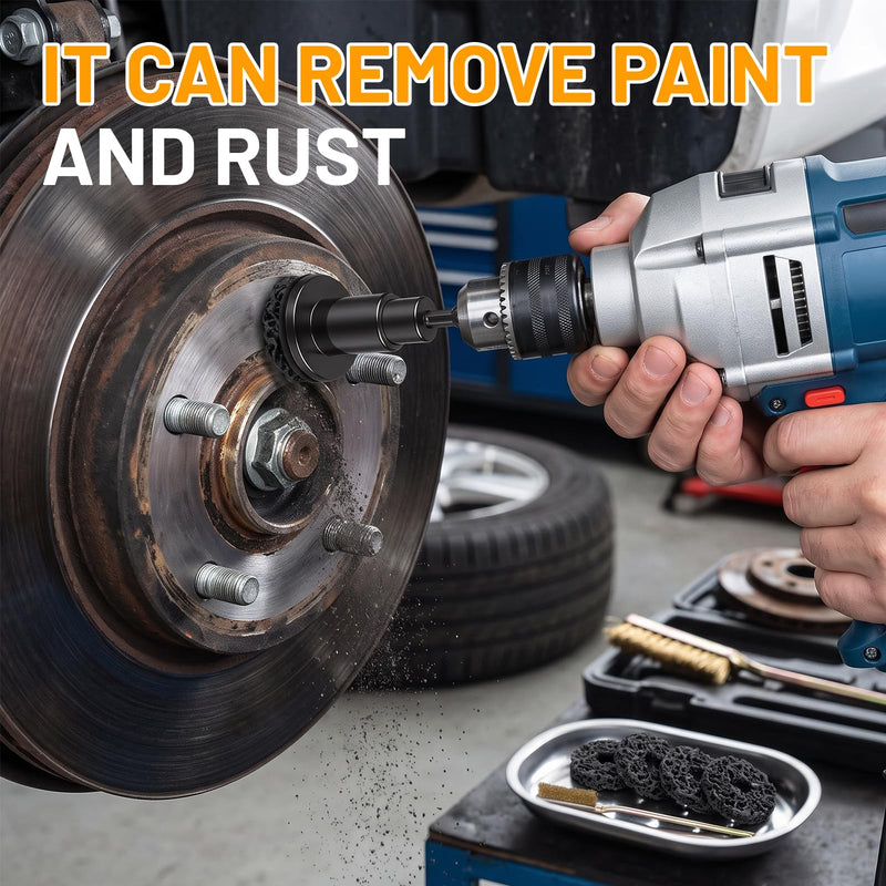 Wheel Bolt and Wheel Hub Grinder with 6 Grinding Wheels for Rims Rust Removal | Wheel hub cleaning tool, rim repair kit with rust brush, 1/2 inch impact wrench adapter, for cars, trucks, rims, rust removal