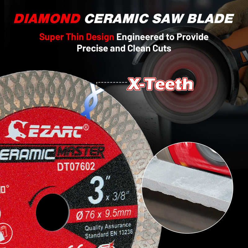EZARC 3 Inch Cut Off Wheel Set for Angle Grinder, 3 Pack with Diamond Metal Cutting Wheel, Carbide Cutting Disc, Super Thin Diamond Tile Blade, Cut for Metal, Wood, Plastic, Marble Tile, 3/8" Arbor