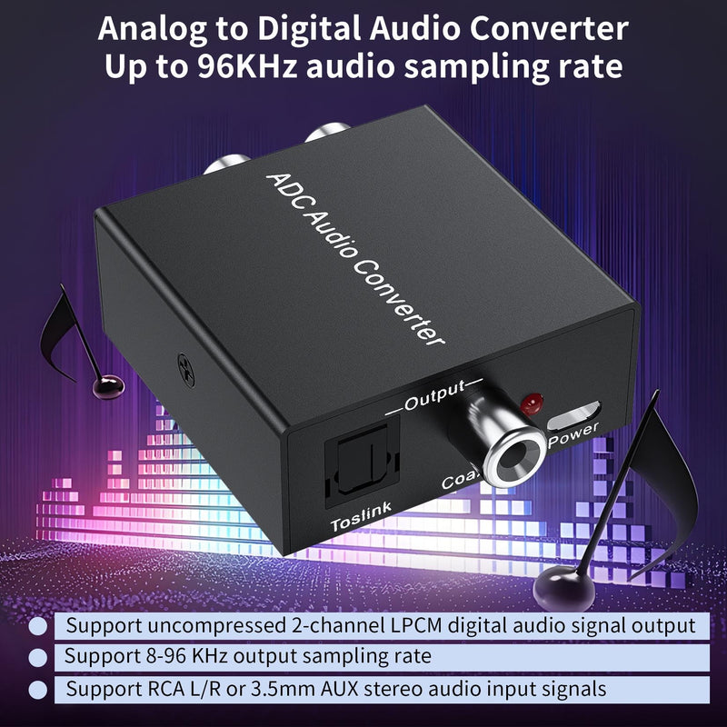 [Australia - AusPower] - Analog to Digital Audio Converter Fits for RCA to Optical Coaxial, R/L or 3.5mm Jack AUX to Digital Coaxial & Toslink SPDIF Audio Converter Adapter for PS4 Xbox HDTV DVD Amplifier Speaker Soundbar 