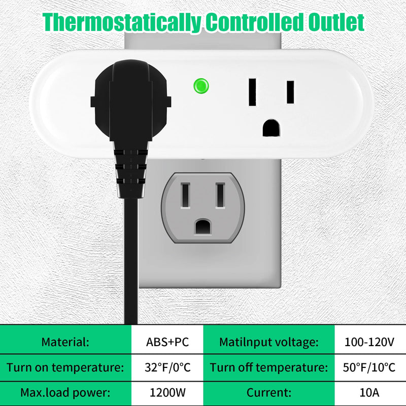 Thermostatically Controlled Outlet 3 Pack – Automatically Turns On at 32°F and Off at 50°F, Safe & Energy-Saving Thermo Cube for Chicken Water Heater, Pet Bowl, Bird Bath, and Roof Deicer White 3Pcs