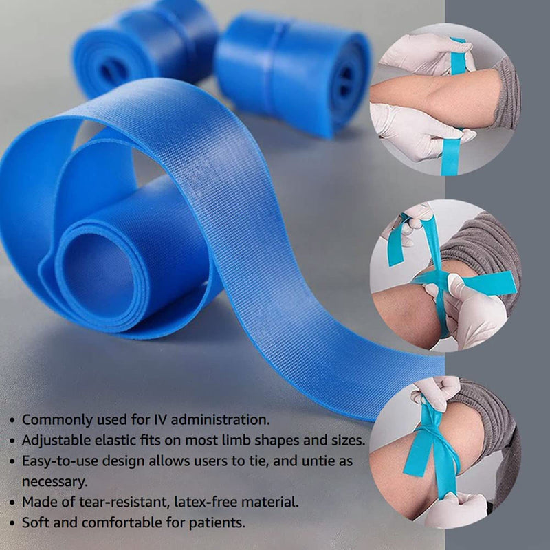 [Australia - AusPower] - Soft 'N Style Disposable Tourniquet 1" x 18" Latex-free - Blue - Pack of 10 