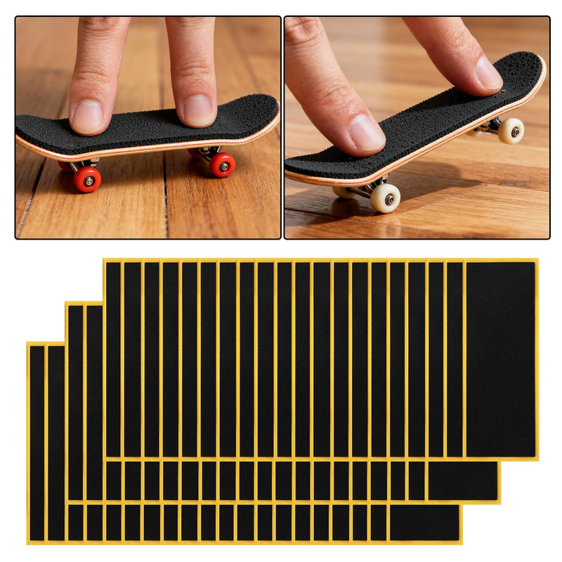 60pcs Fingerboard Grip Tapes, 11x3.8cm/4.33x1.5in Strong Adhesive Anti Slip Stickers PET Backing Foam Tape for Finger Skateboard Games & Tricks (Black) 60