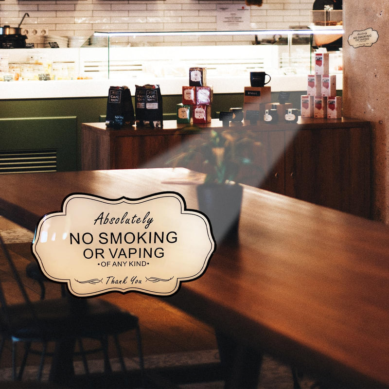 [Australia - AusPower] - Absolutely No Smoking Vaping of Any Kind Signs,(2 Pack) RAMIEYOO Designer Acrylic Smoke Free Signs,Double Sided Tape,Easy Installation,Great for Home,Buiness,Indoor/Outdoor Use (WHITE) WHITE 