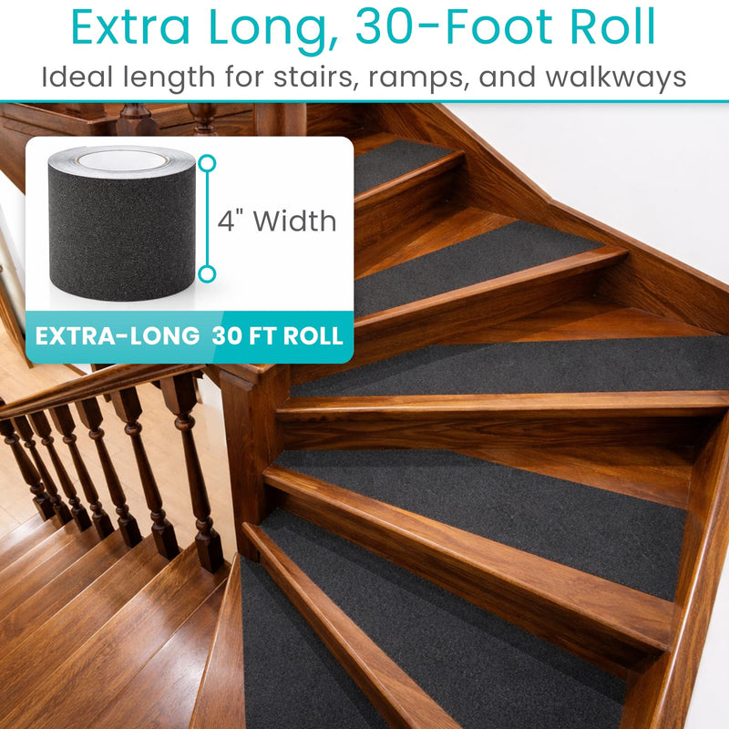 Vive Grip Tape (30 Feet) - Anti Slip Traction Tread for Indoor and Outdoor Use - Heavy Duty Waterproof Stickers for Safety, Stairs, Deck, Steps - Non Skid Adhesive for Elderly, Seniors, Men, Women 4 Inch x 30 Feet