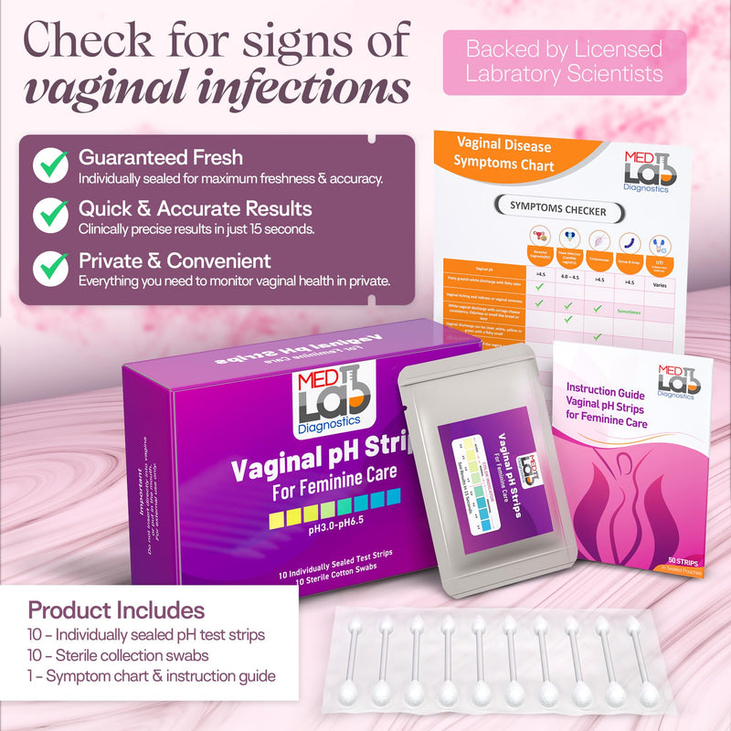 [Australia - AusPower] - Vaginal pH Test Strips Kit for Women(10 Count) Individually Wrapped for pH Balance, Bacterial Vaginosis(BV), Yeast Infections, and Menopause 10 