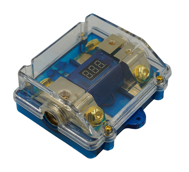 300A ANL Dual Digital Gold Plated ANL Distribution Block 0-4 Ga Fuse Holder 12-24V Input Voltage Display