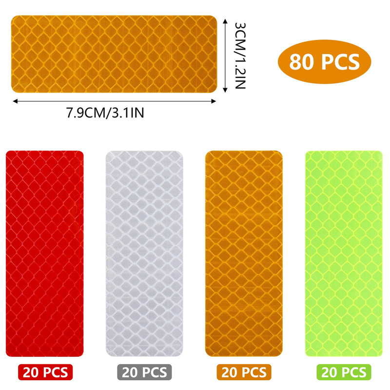 acDesign 80 PCS Reflective Stickers, High Visibility Reflective Tape, High Vis Tape Safety Reflective Tape for Car Motorcycle Bike Trailer Helmet Mailbox Bag, 1.18 x 3.15 Inch