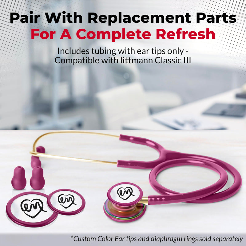 [Australia - AusPower] - Stethoscope Replacement Tubing Compatible with Littman Classic III – Durable, Flexible Stethoscope Tube Accessory to Replace Damaged Tubing (Black) Black 