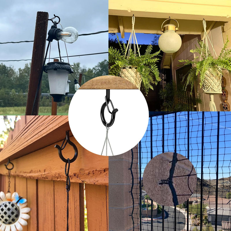 [Australia - AusPower] - 22 Pack Screw Hooks for Hanging Outdoor String Lights, Heavy Duty 2.2 Inch Black Q-Hanger Hanging Christmas Lights, Plants Include 1 Wing Nut Driver, Wall Wood Ceiling Deck Mount 22 