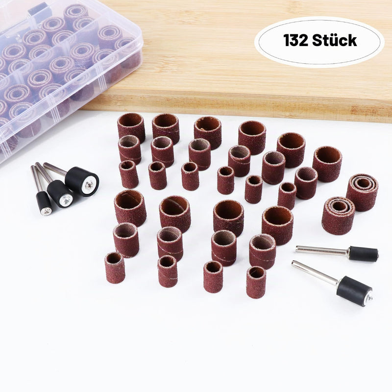 132-Piece Sanding Sleeve Set, 120 Sanding Belts for Dremel, 12 Sanding Rollers | For Dremel rotary tools, high-quality grain 60-240, universal use for wood, metal and plastic
