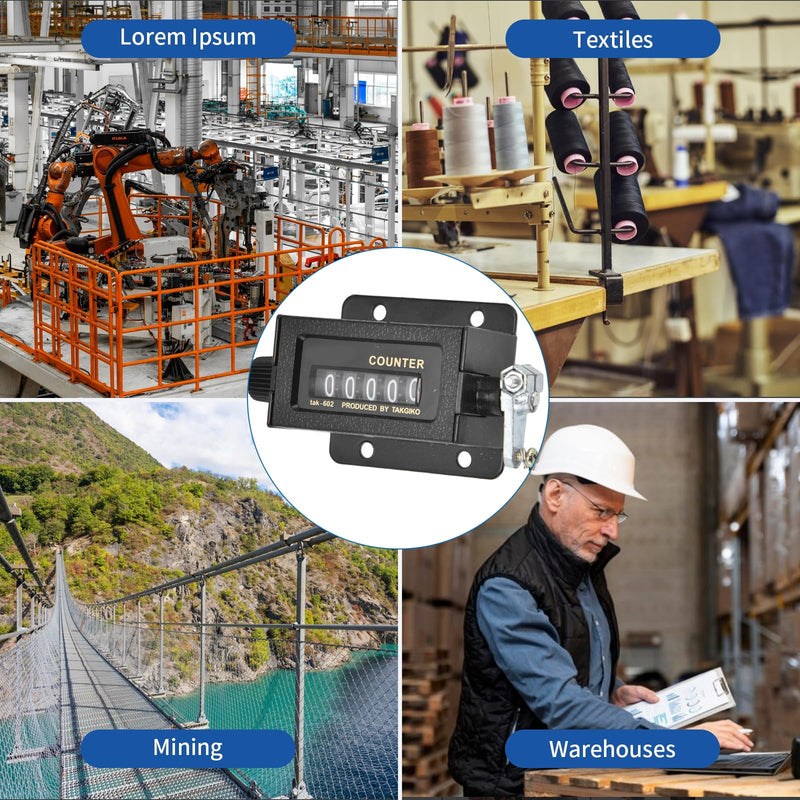 [Australia - AusPower] - Bale Counter,5 Digit Mechanical Counter,Rotary Knob Resettable Counter Black with Spring for Machine for Industry for Printing 