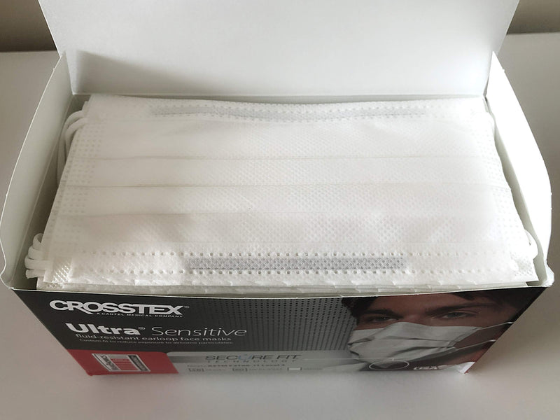 Crosstex Ultra Sensitive FogFree Face Masks w/SecureFit Tech White Box of 40