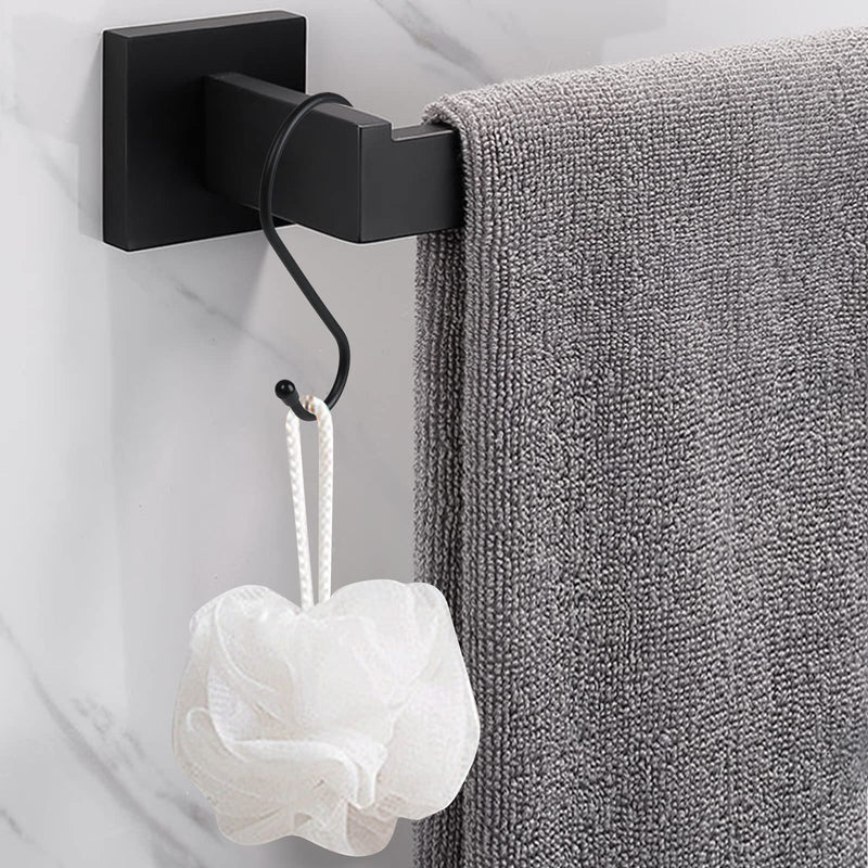 [Australia - AusPower] - 12 Pack 6 Inch S Hooks, Large S Hooks with Rubber Stopper Heavy Duty Metal S Hook, for Indoor or Outdoor, S Hooks for Hanging Plants, Birdhouse, Pan, Cups, Bags, Jewelry, Towels Black 