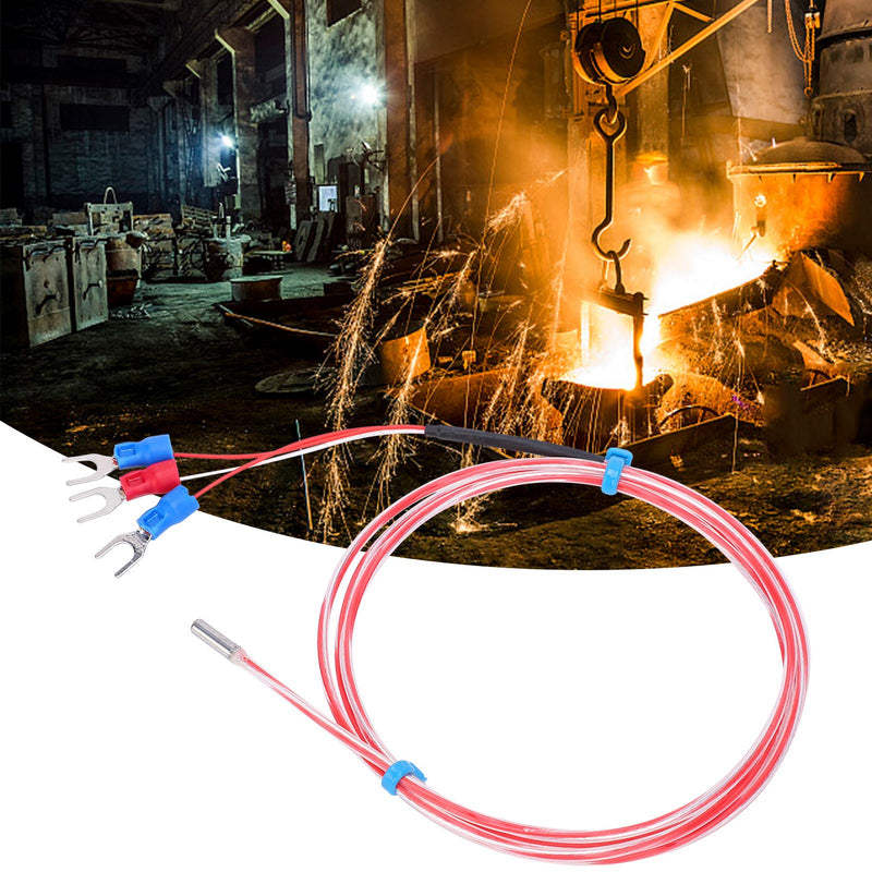 [Australia - AusPower] - PT100 Thermistor Temperature Probe, 3 x 10mm Pla-tinum- wire Waterproof Temperature Sensor, Temperature Sensor Probe, 50 to +300(2m), Temperature And Humidity Sensor 