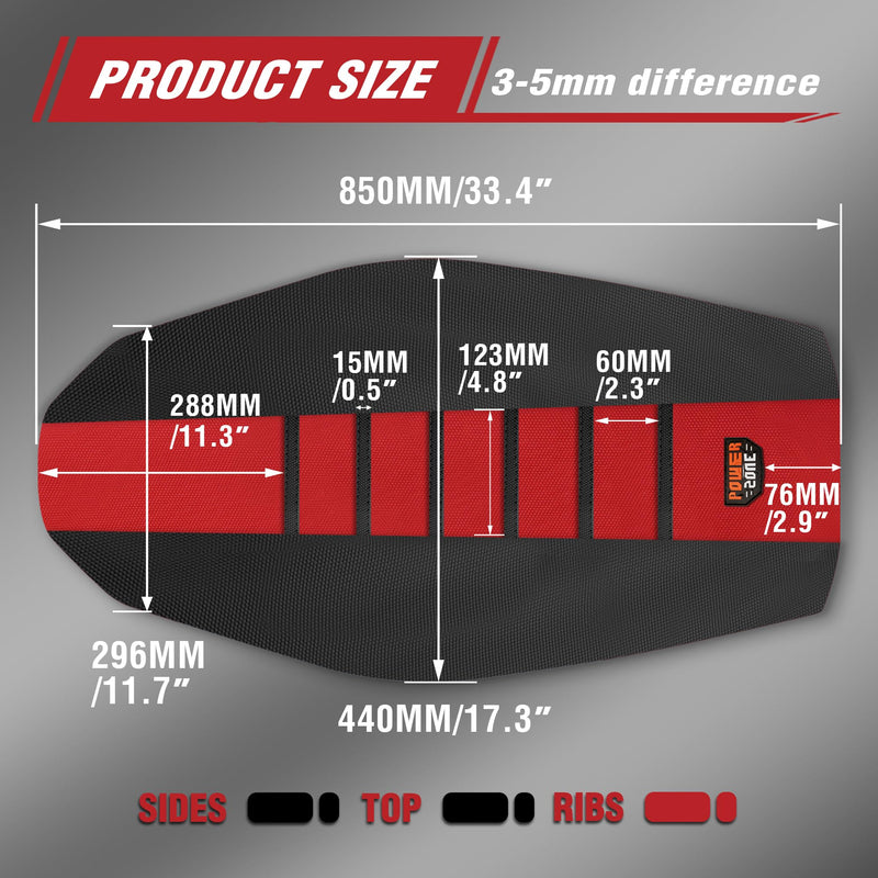 Gripper Rubber Dirt Bike Seat Cover - Universal Soft Seat Cover for Most Dirt Bike Motorcycle Red Black-Red