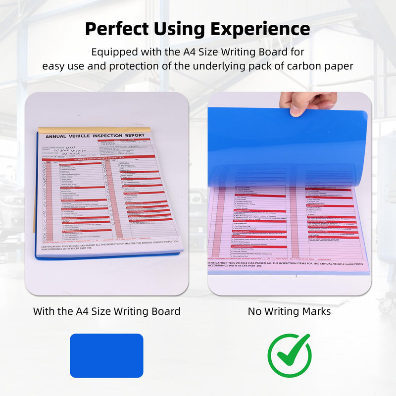 30-Pack Annual Vehicle Inspection Report Form, 3-Ply Carbonless Form and Hardboard, Includes 30-Pk Red FMCSA DOT Permanent Aluminum Adhesive Stickers, DOT Compliant