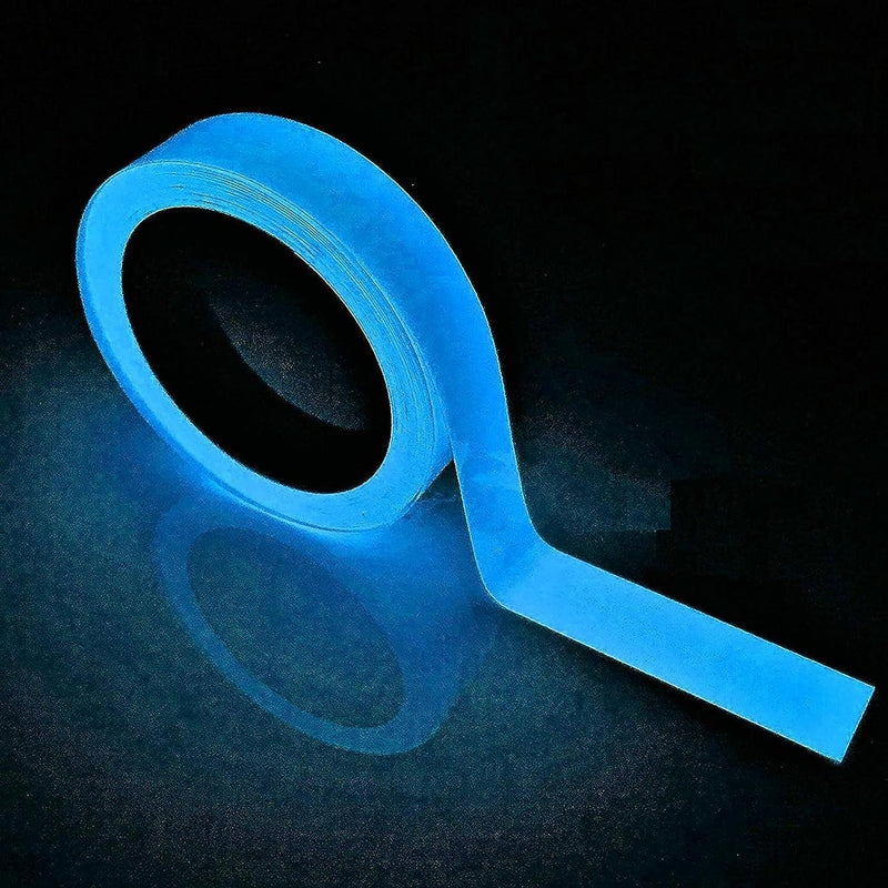 3Pcs Blue Glow in The Dark Tape,Safety Signs and Signals Glow in The Dark Tape,9.8 inch Fluorescent Spike Sticker, Self-Adhesive Luminous Tapes Safety Warning Tapes,Blue Tape