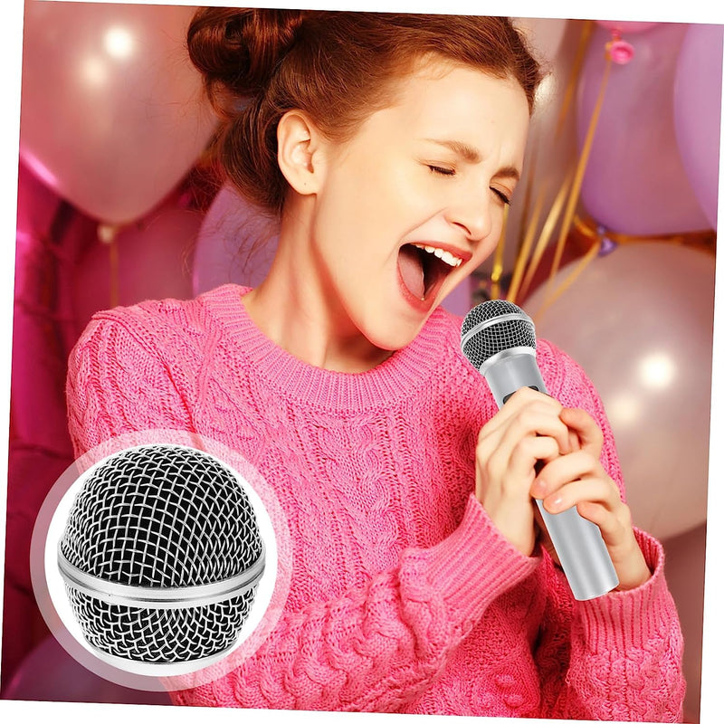 4 Pieces Metal Microphone Mesh Heads, Microphone Metal Head with Sponge, Compatible with SM58 Microphone, Replacement Microphone Grid, Wired and Wireless Microphones Replacement Microphone Grill Head