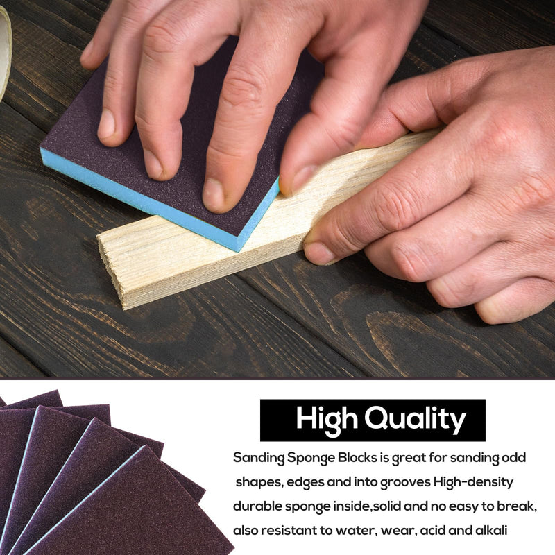 [Australia - AusPower] - STEBRUAM 6 Piece Sanding Sponge Set, 80/120/180/220/320/400, 6 Different Sanding Sponge Sanding Pads Assortment for Wood, Metal, Wall Foam, Drywall Mix Körnung Blue 