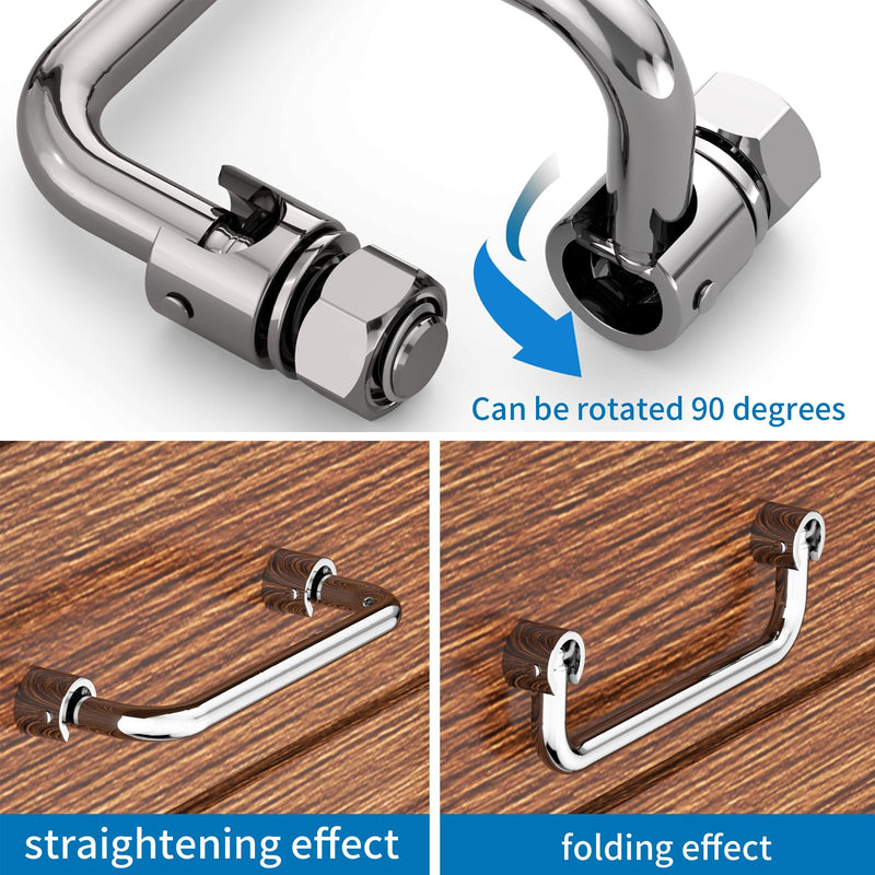 [Australia - AusPower] - 304 Stainless Steel Folding Pull Handle, U-Shape Folding Metal Cabinet Handles Toolbox Handle,Hole Distance: 3.5Inch Center to Center 3.5in 