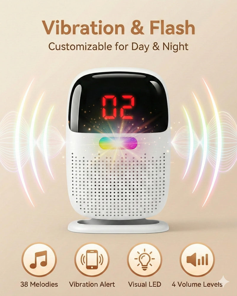 [Australia - AusPower] - PILSAMAS Rechargeable Caregiver Pager Wireless Call Button for Elderly, 1640ft Range Medical Alert System for Seniors No Monthly Fee, Portable Receiver with LCD Display & Vibration, IP65 Waterproof [2+1] Multi-Room 