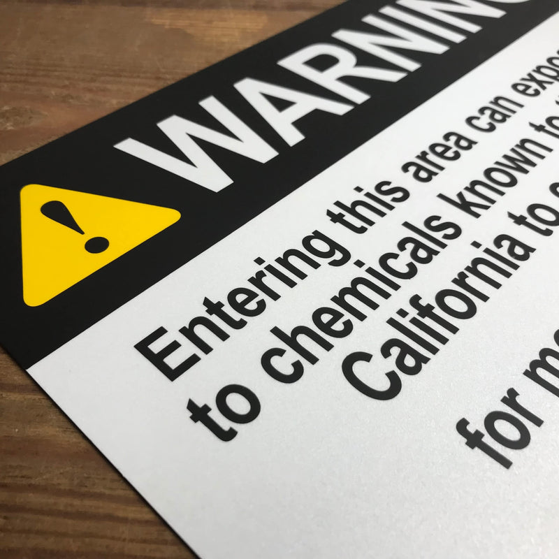 TRADESAFE Prop 65 Cancer-causing Chemicals - Warning Signs, Quick Install Aluminum Safety Sign, Light Reflective, UV-Resistant, Waterproof Signs for Business, 14” X 10” Prop 65 Warning Sign Cancer-Causing Chemicals Warning